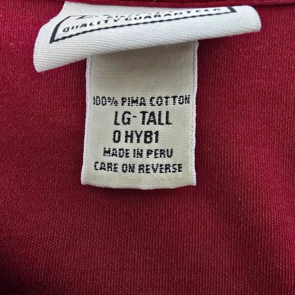 LL Bean Premium Double L Polo Men L TALL Pima Cotton Short-Sleeve w Pocket Red - Picture 11 of 13